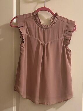 Monteau Dusty Mauve Ruffle Shoulder Sleeveless Top